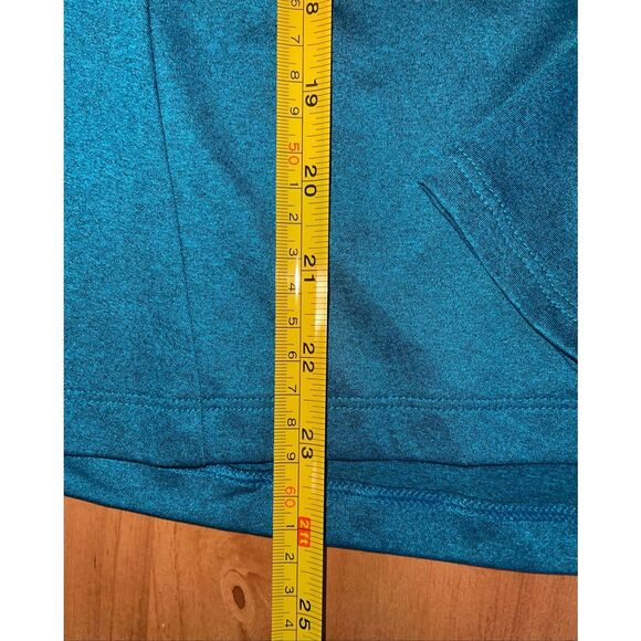 Victoria's Secret Pink Ultimate Jacket S Teal 1/2 Zip Thumb Holes Spell Out Logo - Picture 4 of 8